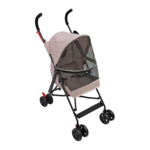 Pet Travel Stroller, 22 lbs Foldable Pet Stroller with Breathable Visible Mesh, 4 Wheels Dog Strollers with Cup Holder and Rear Pocket for Small Dogs Cats