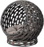 Pet Bed Wicker Frame, Plush Washable Cushion, 15" Cushion Dia, 18" H x 16.5" W, Ventilated & Portable