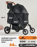 Medium Dog Stroller for Large Dogs, pet Stroller for Medium Dogs Up to 66lbs, All-Terrain with Adjustable Handle & Canopy, Sun Shades, Storage Organizer, Waterproof Oxford Fiber