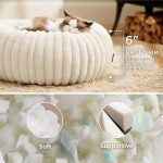 Cat beds for Indoor Cats - Donut Dog Beds for Small Dogs with Corduroy Fleece & Anti Slip Bottom, Faux Fur Pet Beds with Washable Removable Cover, Cream, 20x20x6 inches